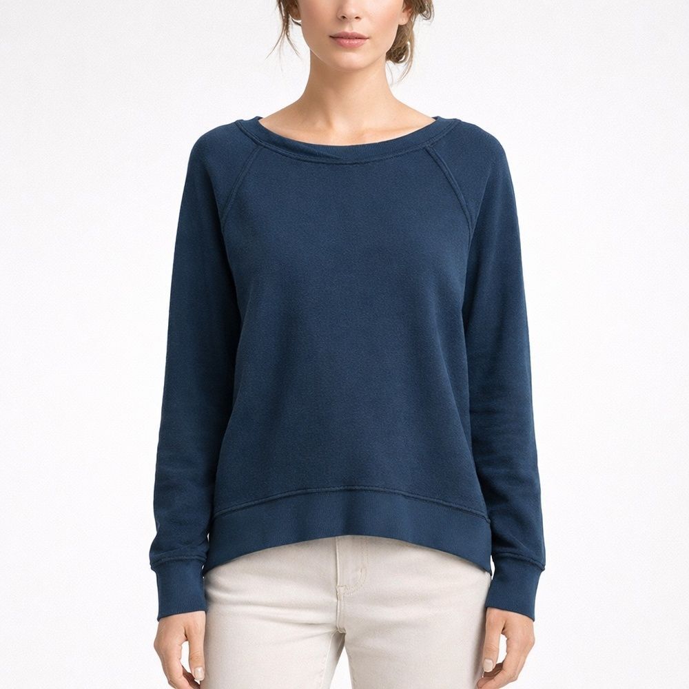 Pam & Gela Navy Blue Raglan Sweatshirt Back Zip Pullover Made in USA M